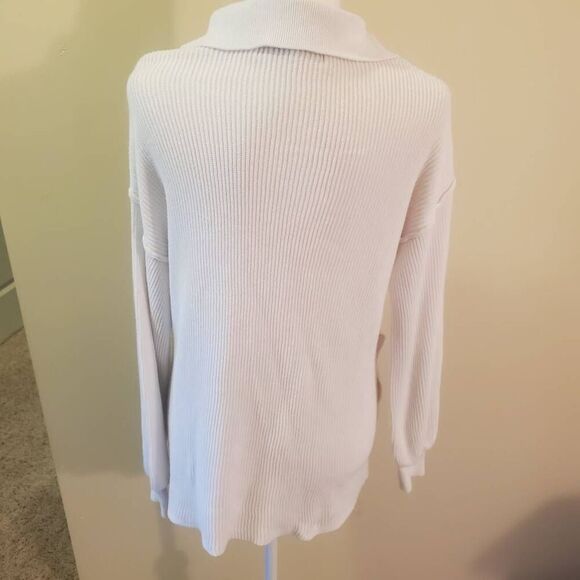 Free People Beach Picnic White Knit Collared Pullover Tunic Sweater Size Small - Picture 6 of 11